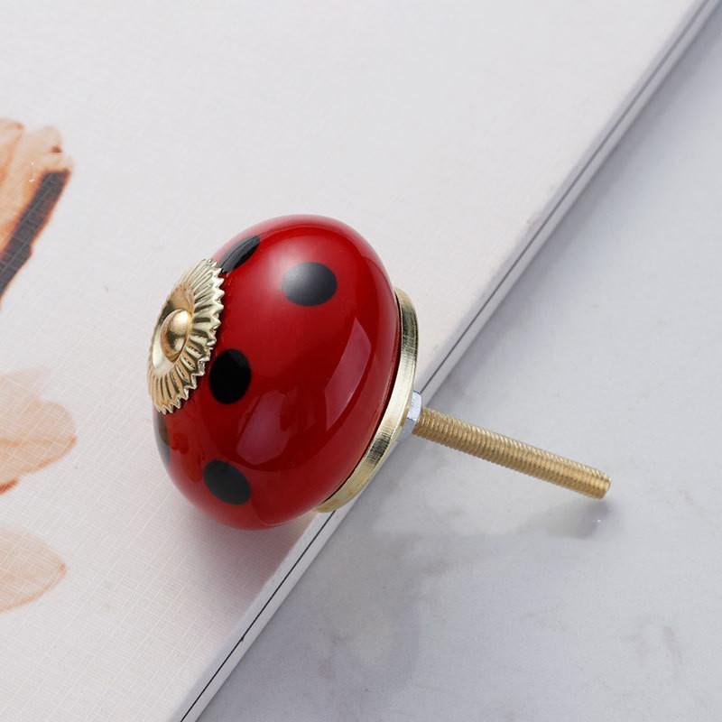Pastoral Style Painted Ceramic 28*40mm Round Bedroom Cabinet Door Drawer Kitchen Handle Drawer Furniture Box Knobs