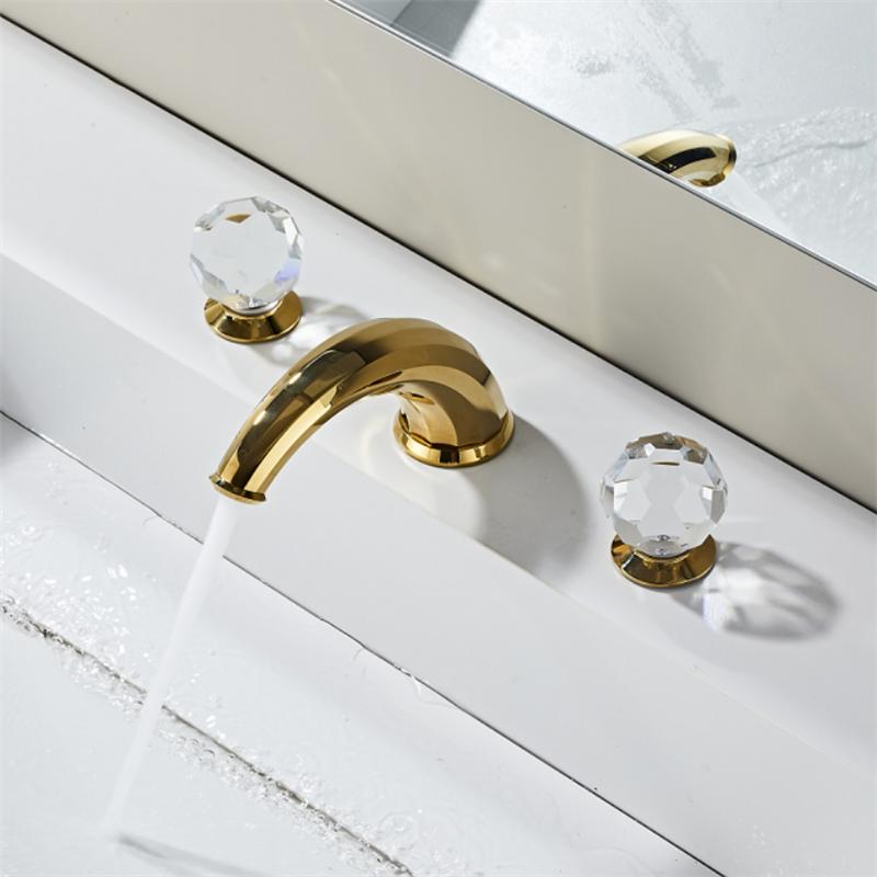 Gold Bathroom Faucet Modern basin faucet Brass widespread faucet Tap luxury Basin Mixer Hot And Cold shower room sink Faucet