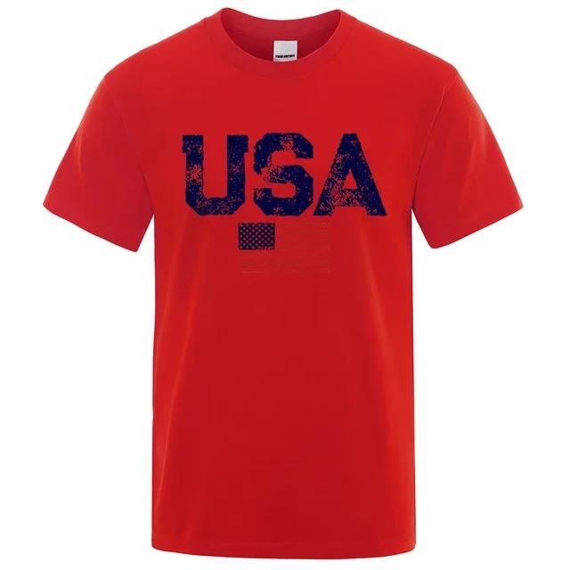 Vintage Usa Flag Street Print Male T Shirts Hip Hop Street Tshirt Summer Casual Cotton Tops Large Size Breathable Tee Clothes