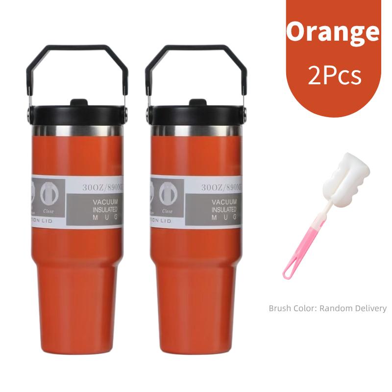 Tazza da Auto Portatile da 30 oz ad Alta Capacità, Tazza Termica in Acciaio Inossidabile con Cannuccia e Manico, Borraccia da Viaggio Sportiva, Termos