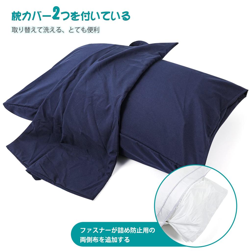 Anywin Pillow with Two Covers, Hotel-Quality High-Resilience Pillow for a Restful, Comfortable Sleep, Washable, 3D Structure (634320cm, Navy)