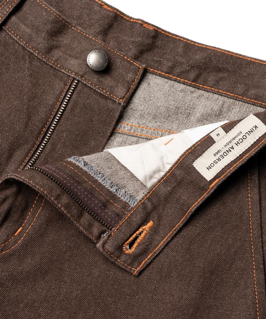 Edeunbeoleokeulleob Wide Fit Denim Pants (Brown)