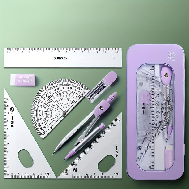 7-teilige Zirkel- und Lineal-Sets Dreiecklineal Winkelmesser Gummi Schüler Prüfungs-Spezifisches Lineal Box-Set Lineal-Set Werkzeug Schule Beginnt