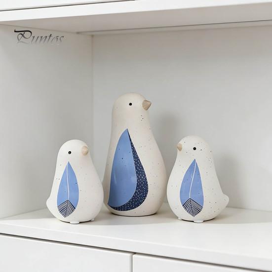 Nordic Style Blue Bird Ornament Ceramic Figurine, Decorative Ornament, Modern Minimalist Tabletop Decorations for Living Room Sculpture Bedroom Shelf