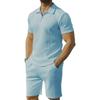 Men's sports and leisure suit Summer knitted short-sleeved shorts two-piece set men's short-sleeved lapel polo shirt suit