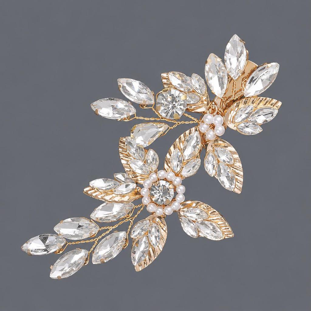Handmade Flower Hair Clip with Alloy, Pearl and Drip Oil - Bridal Wedding Headwear Accessory