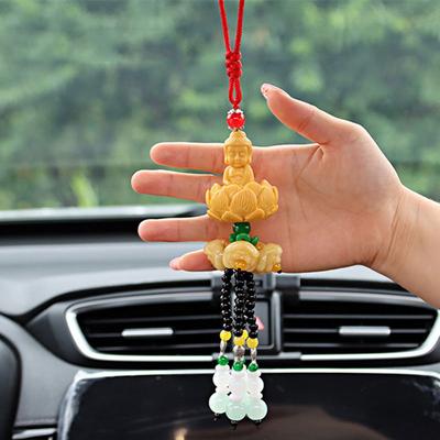 Car Hanging Ornament Lotus Avalokiteshvara Buddha for Safety Interior Dangle Decoration Peaceful Automobile Accessory