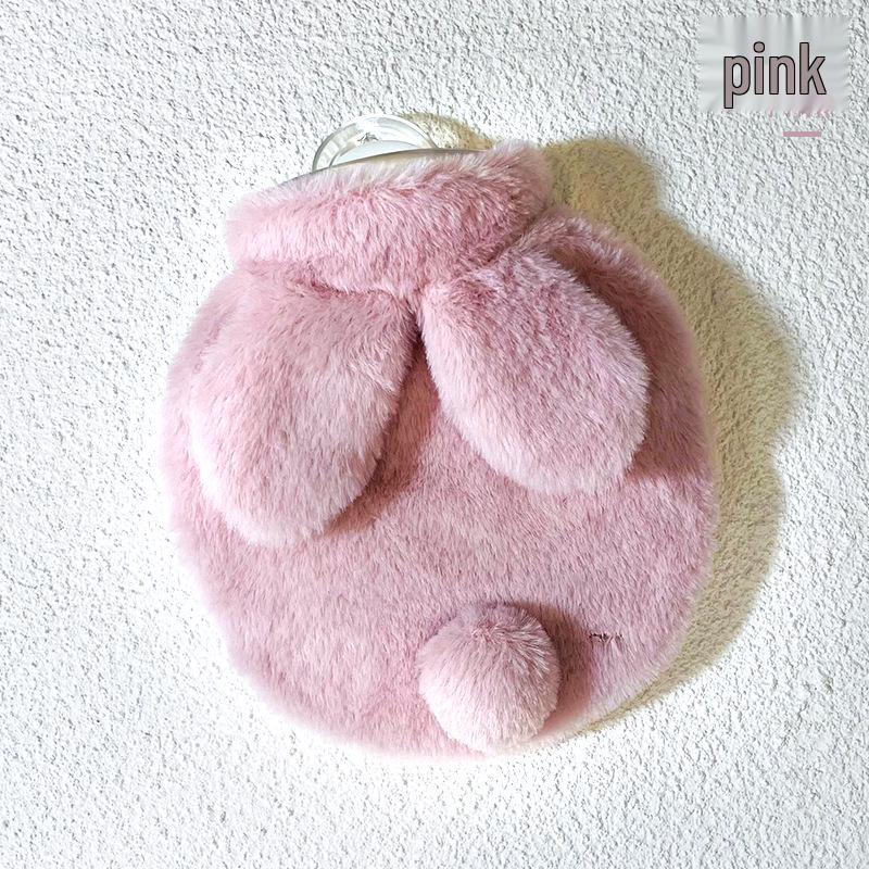 Plüsch-Wärmflasche aus Kaninchenfell im koreanischen Stil XL mit PVC-Wasserbeutel - Handwärmer & Heiße Kompresse