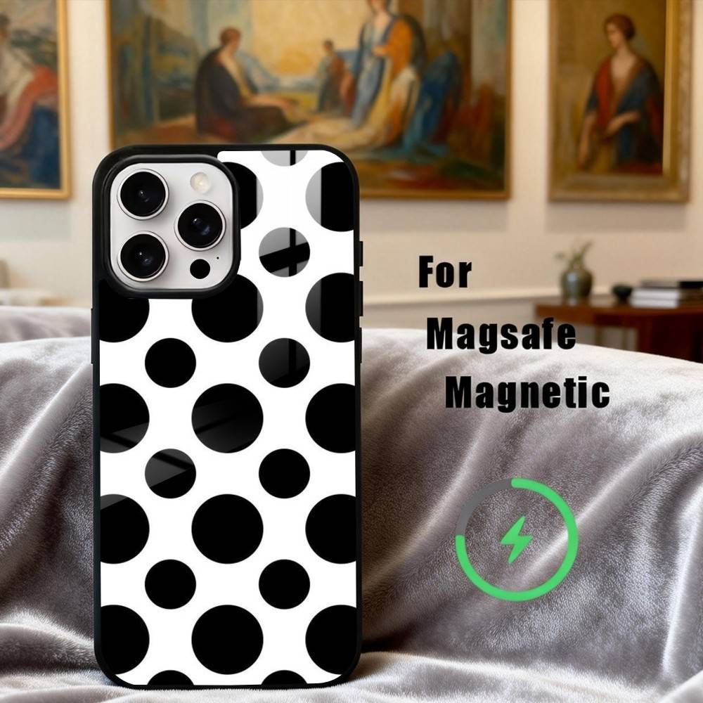 P-Polka D-Dot A-Art Phone Case For iPhone17,16,15,14,13,12,11 Plus,Pro Max Magnetic For Magsafe Wireless Charging