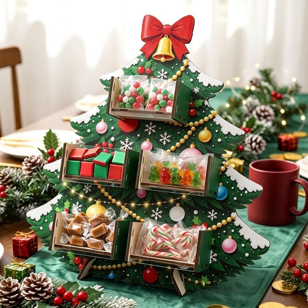 Santa Claus Storage Rack Xmas Tree Dim Sum Display Tray Festival Desktop Ornament Christmas Party