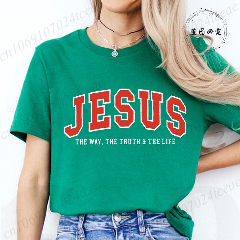 

New Harajuku Funny Jesus T Shirt Fashion Women Shirt The Way The Truth The Life Tops Short Sleeves Tshirt Ladies Casual Tee Top S