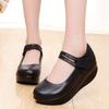 5.5cm Small Plus Size 33-43 Comfortable Leather Shoes Women Mary Janes 2025 Thick Bottom Platform Wedges Shoes Mom Office Dance