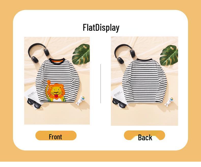 2025 Autumn/Winter Children's Long-Sleeve T-Shirt with Cartoon Lion Embroidery and Floral Design