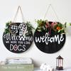 Wooden Round Door Decoration, Welcome Sign Home Wooden Welcome Sign Door Hanging, Wreath Door Decoration