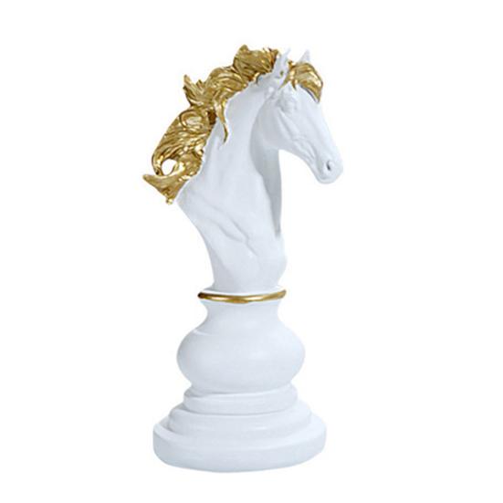 

Chess Piece Statue Collectible Black White Horse Sculpture King Queen Knight Chess Piece Figurine for Home Office Desk Shelf Decoration B
