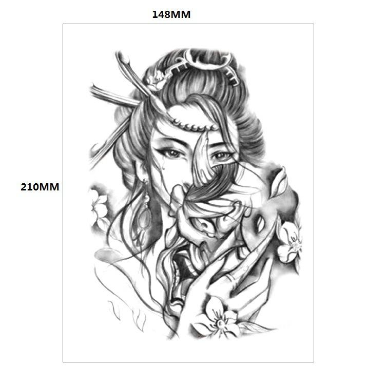 Traditionelle schöne Frau Charakter Tränen Geisha Farbe Wasser Transfer Blume Arm Anti-Real Tattoo Aufkleber Tattoo