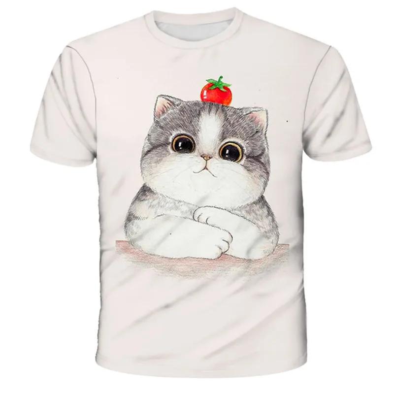 2025 Kawaii Cat 3D Print T Shirt Kids Summer Fashion Casual T-shirt Boy Girl Unisex Children's Clothing Tshirt Girls Clothes Tops