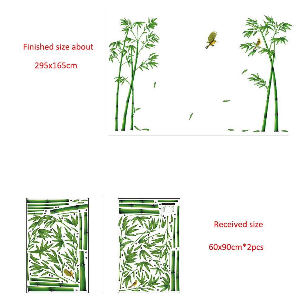 2pcs/set Large Bamboo Wall Sticker Decal for Living Room Sofa TV Background Warm Home Decor Study Room Wall Art