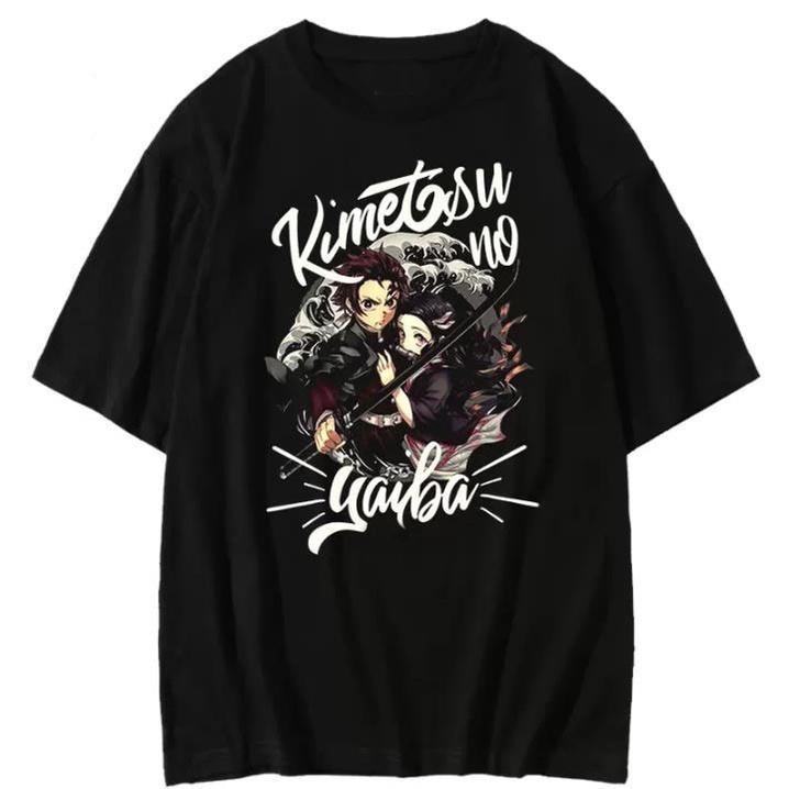 American Retro Couple T-shirt Animation Summer New Retro Fashion Men's and Women's Streetwear