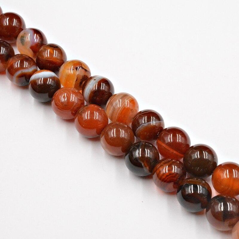 Dark Red Stripe Onyx  Agate Stone Beads 4-12mm Loose Beads for Jewelry Making Charm Fashion Accessories DIY
