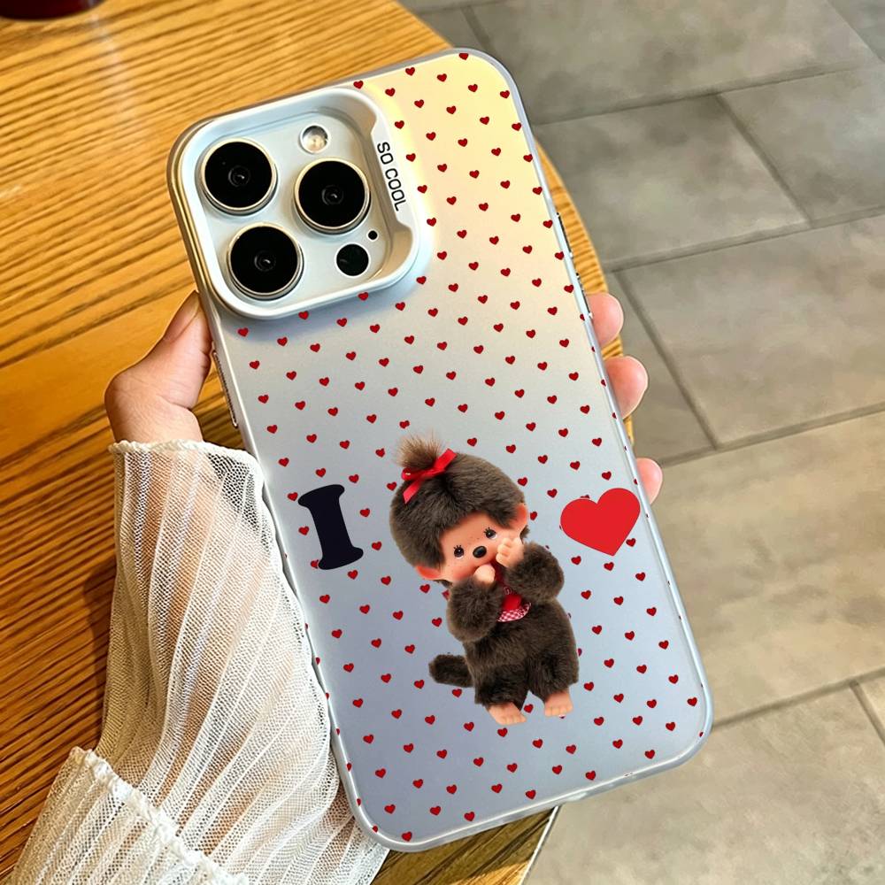Cute M-monchhichis Phone Case For iPhone 17,16,15,14,13,12,11 Plus,Pro Max,XS,Colorful Silver White Cover