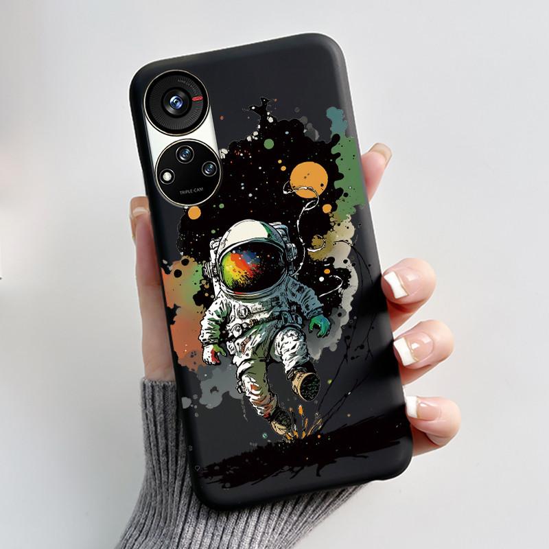 Hülle für ZTE Blade V40S / Axon 40 SE / V70 Pro Hülle Ästhetisch Niedliche Katze Astronaut Weiche Schwarze Matte Schutzhülle Rückseite