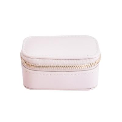 Tragbare Schmuck-Aufbewahrungsbox aus Kunstleder, elegant, einfarbig, mit Reißverschluss, großes Fassungsvermögen, Ohrring, Ring, Halskette, Armband, Organizer, Halter, Behälter