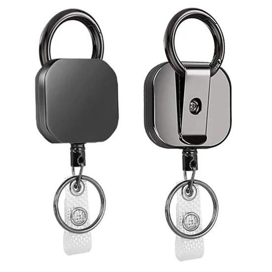 Retractable Lock Heavy-Duty Keychain with Smooth Retractable Reel Mechanism Adjustable Wire Rope Length Belt Clip Badge Holder