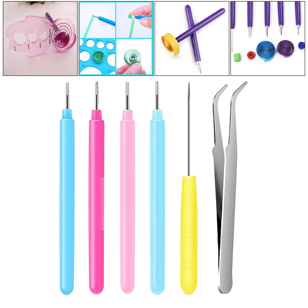 Quilling Needles Slotted Pen Tool Paper Kits Quilling Paper DIY Set for Card Making Beginners Handmade Glue Art