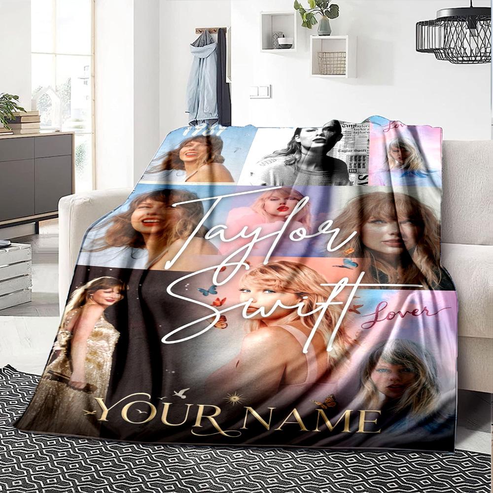Name Custom Taylor Poster Print Flannel Blanket High Quality Warm Comfortable Cover for All Seasons Perfect for Gifts Home Decor