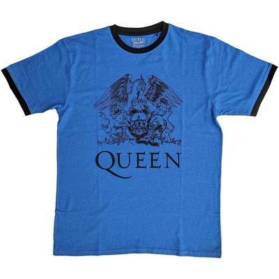Queen 'Crest' Blau Ringer T-Shirt - NEUES Unisex T-Shirt
