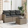 VidaXL Garden Lounge Set 4 Pcs with Grey Cushions Wicker 3218660