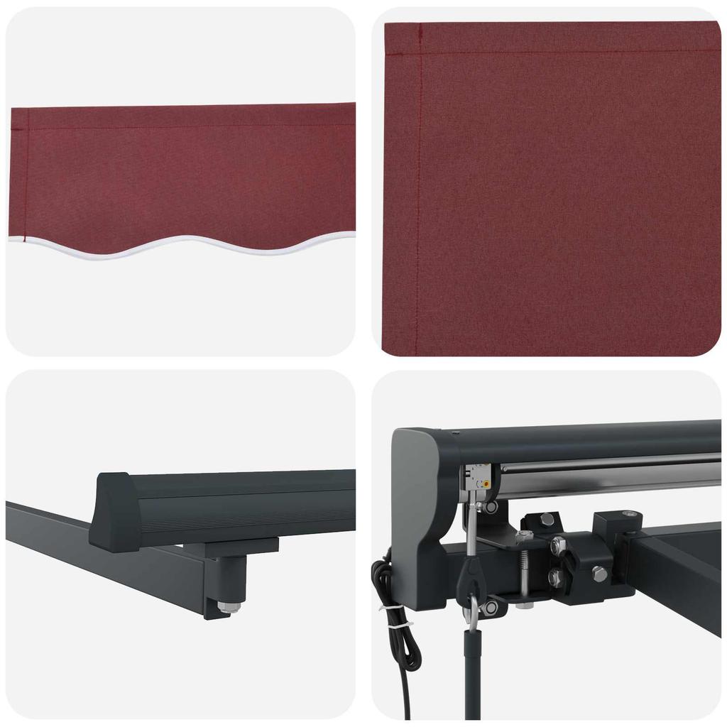 Electric Retractable Awning Burgundy Red & Anthracite 4 X 3 M
