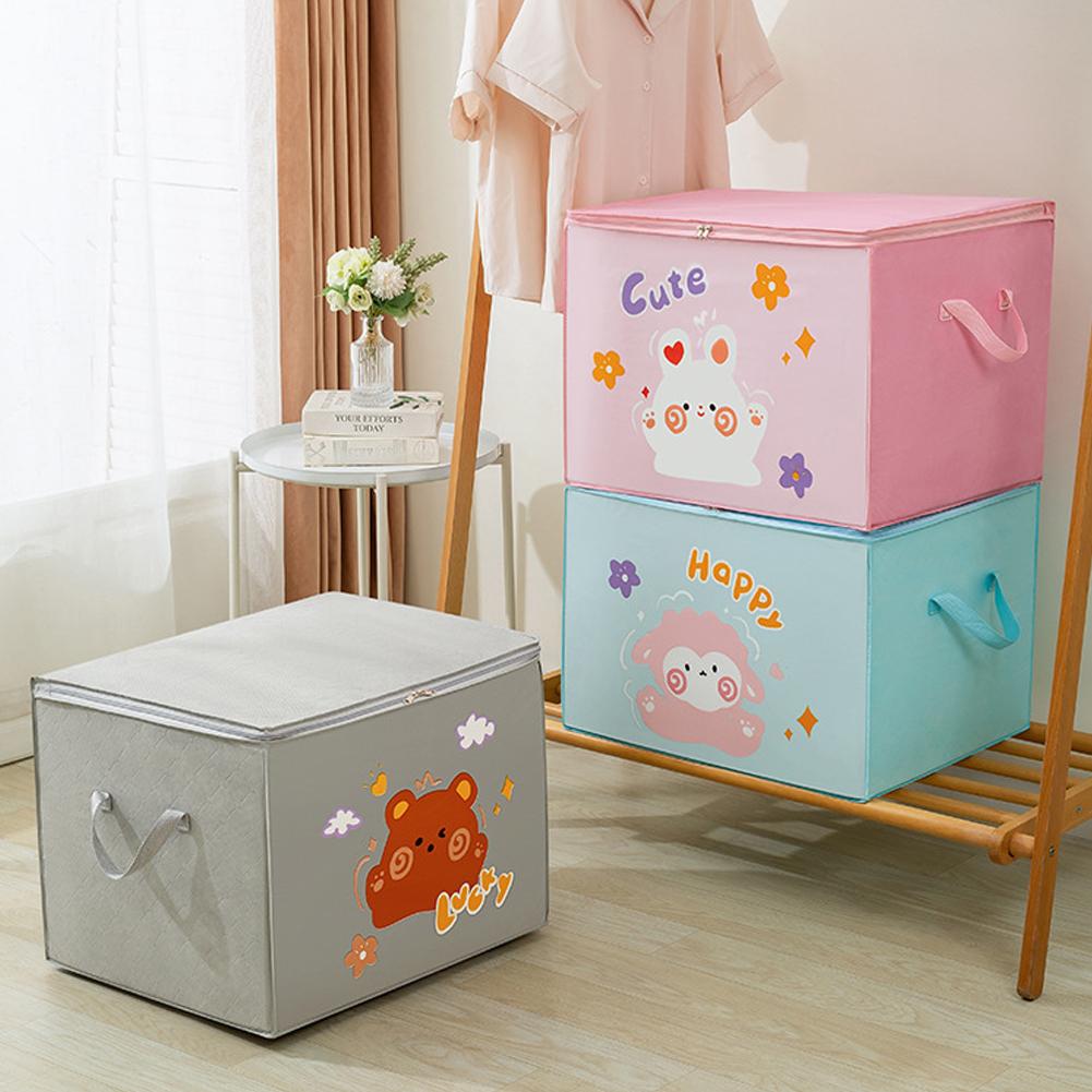 Large Foldable Non-Woven Storage Bag – Fabric Dust-Proof Quilt and Clothing Organizer with Zipper Handles Clothes Storage