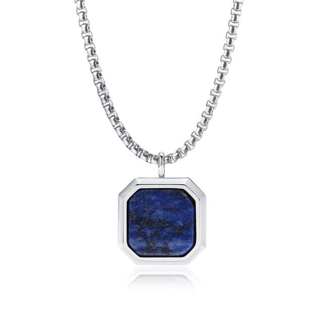 

Геометрическое ожерелье для мужчин, римский амулет, черная квадратная эмалевая подвеска, ожерелье из нержавеющей стали с многоугольниками, мужской минимальный рождественский подарок