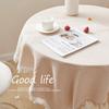Light Luxury High-End Cotton And Linen Tablecloth Small Round Table Coffee Table Table Mat Photo Background Cloth Fringed Tablecloth