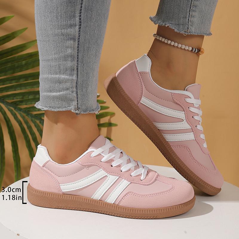 Pink White Mix Casual Flats Woman Korean Lace Up Platform Sneakers Women Plus Size 42 Low Heel Running Sports Shoes Female