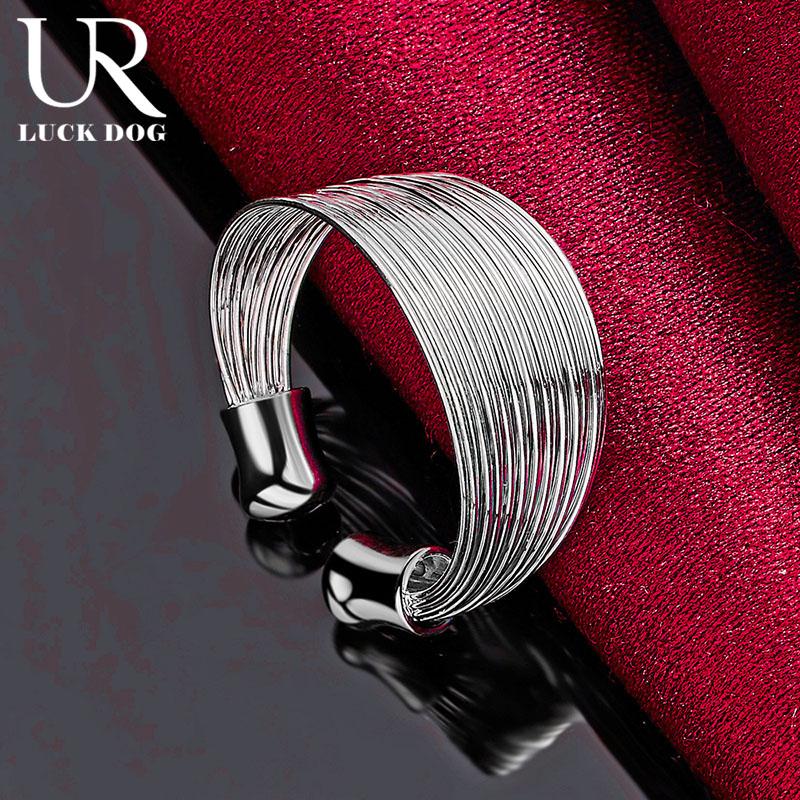 925 Sterling Silver Open Multi Line Ring Fashion Wedding Jewelry
