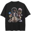T-shirt Nera Grafica Streetwear da Ragazzo Cotone Unisex Top Magliette Estive Maniche Corte T-Shirt