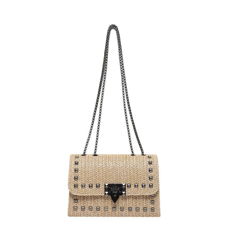 2024 New Fashion Diamond Grid Rivet Bag Women Street Trend Pu Shoulder Bag