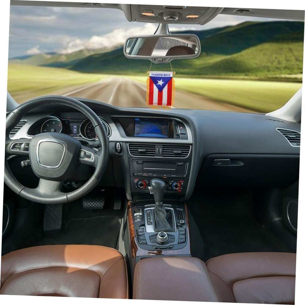 TENDYCOCO Puerto Rico Flag Car Hanging Pendant Car Rearview Mirror