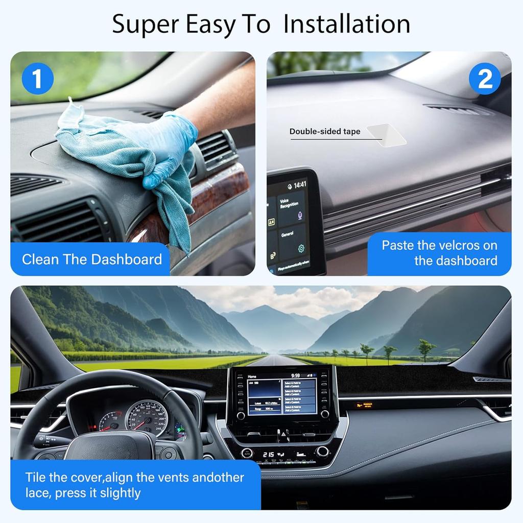 Dash Cover Compatible With Toyota Corolla -2025 Full Set, Dashboard Cover Mat And Center Console Cover Pad, Fit Sunshield Protector Interior Car
