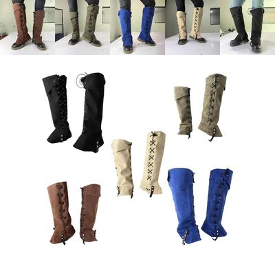 Steampunk Pirate Boot Covers Gothic Punk Leg Gaiters Medieval Soldier Top Protectors for Adult Cosplay Parties