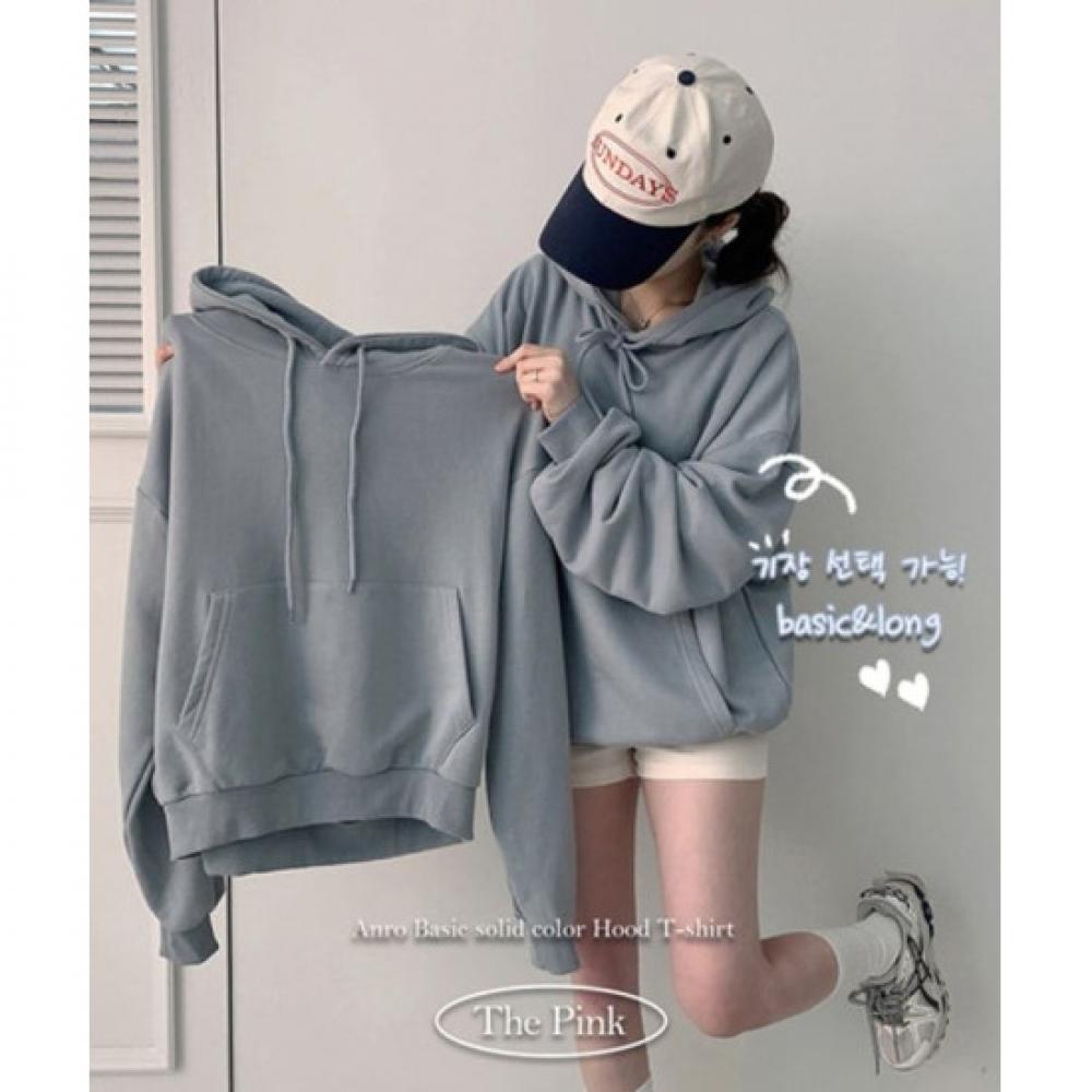 The Pink Unisex Oversized Basic Solid Hoodie 12 Colors 2 Lengths