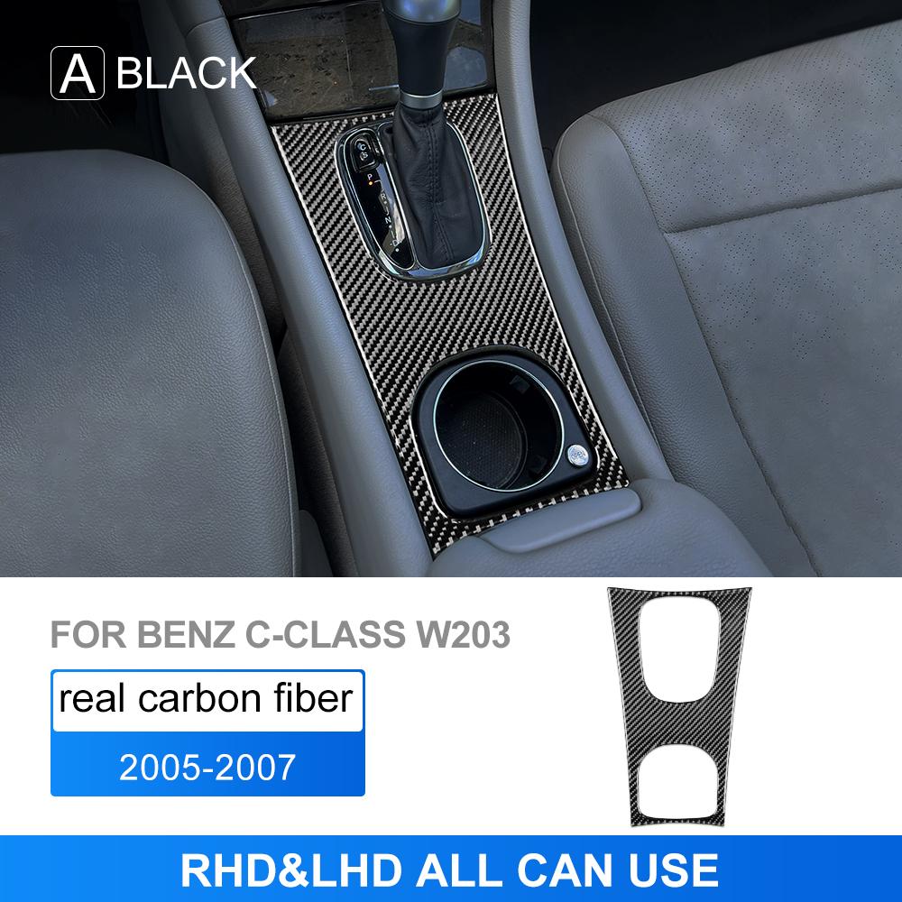 Real Soft Carbon Fiber for Mercedes Benz C Class W203 2005 2006 2007 Car Gear Shift Panel Sticker Trim Interior Accessories