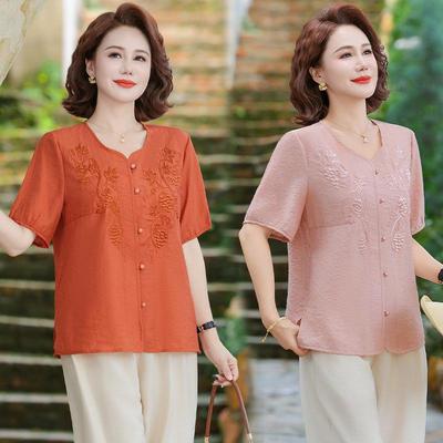2026 New Stylish Loose Plus Size Top for Middle-aged and Elderly Women - Summer Shirt/T-Shirt