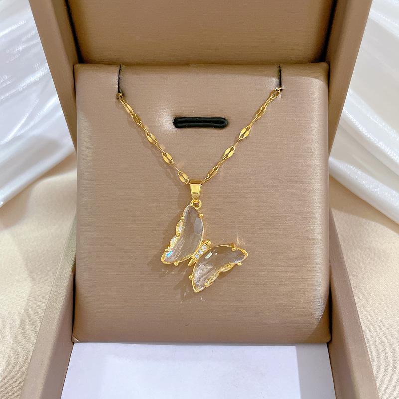 Full Diamond Luxury Light Luxury Banquet Wedding Necklace Female Internet Celebrity Versatile Collarbone Chain Titanium Steel Chain