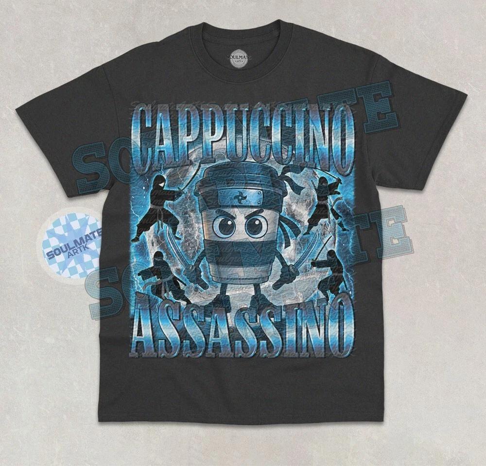 Cappuccino Assassino T-Shirt Funny Italian Brainrot Coffee Meme Graphic Shirt S