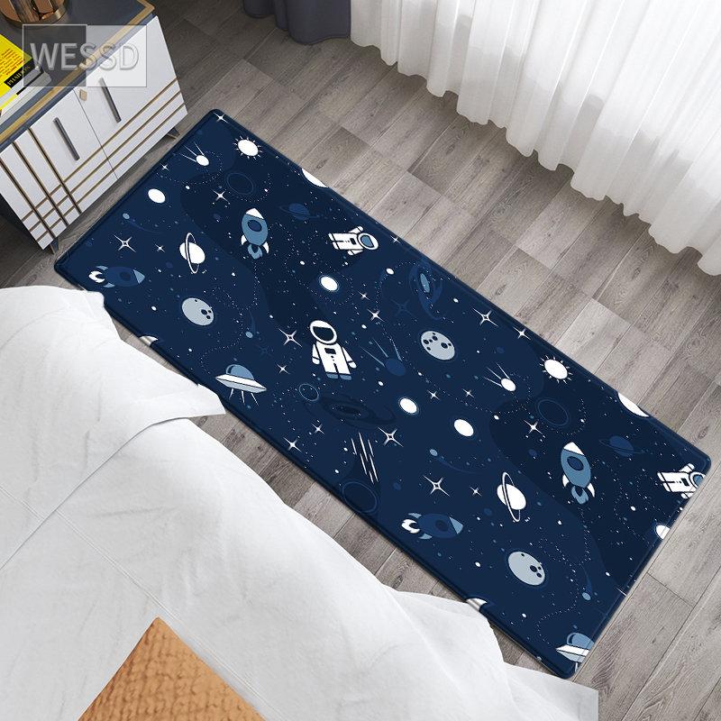 Dětské koberečky Cartoon Space do ložnice Roztomilá podložka Universe Print Koberec Dlouhé Dětské koberečky Dlouhé