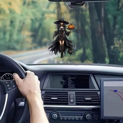 Pendentif Acrylique Sorcière Belle 2D: Ornement de voiture et de maison pour Halloween